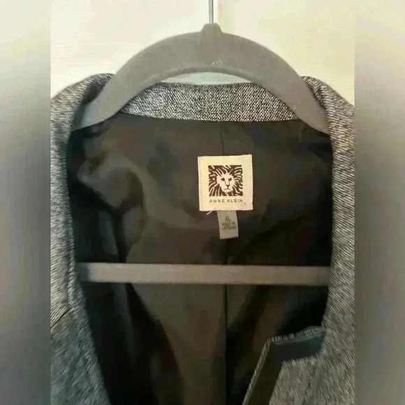 Anne Klein Women's Gray Faux Leather Trim One Button Blazer Size Extra Large - Picture 5 of 5